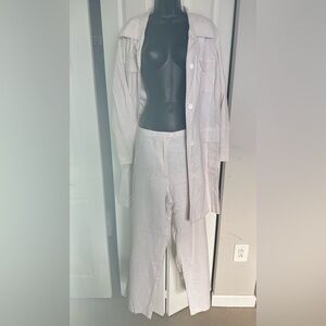 Newport News - *Plus Size* Vintage cream linen pantsuit - Size 20W